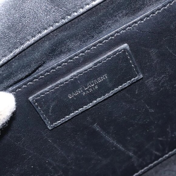 SAINT LAURENT Chain Betty Shoulder Bag Leather Black Silver Auth 130120 - Picture 12 of 15